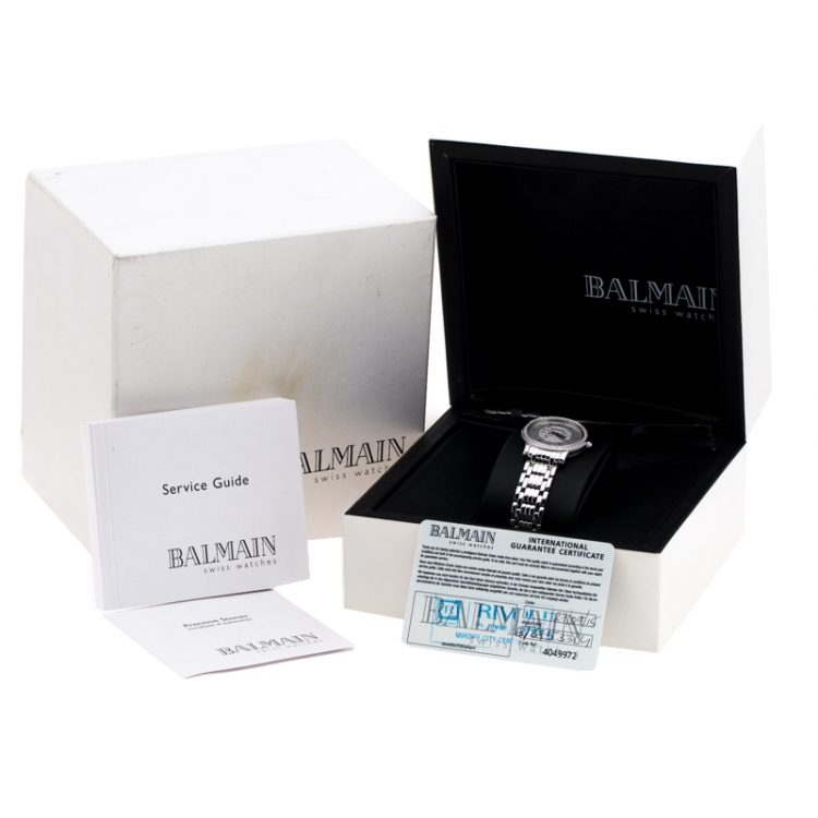 Pre Owned Balmain Silver Stainless Steel Diamonds B1695 Women's Wristwatch 29 mm