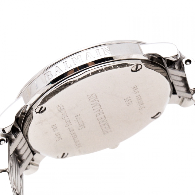 Pre Owned Balmain Silver Stainless Steel Diamonds B1695 Women's Wristwatch 29 mm