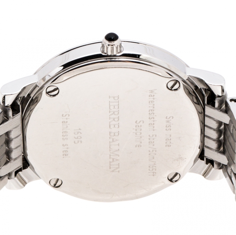 Pre Owned Balmain Silver Stainless Steel Diamonds B1695 Women's Wristwatch 29 mm