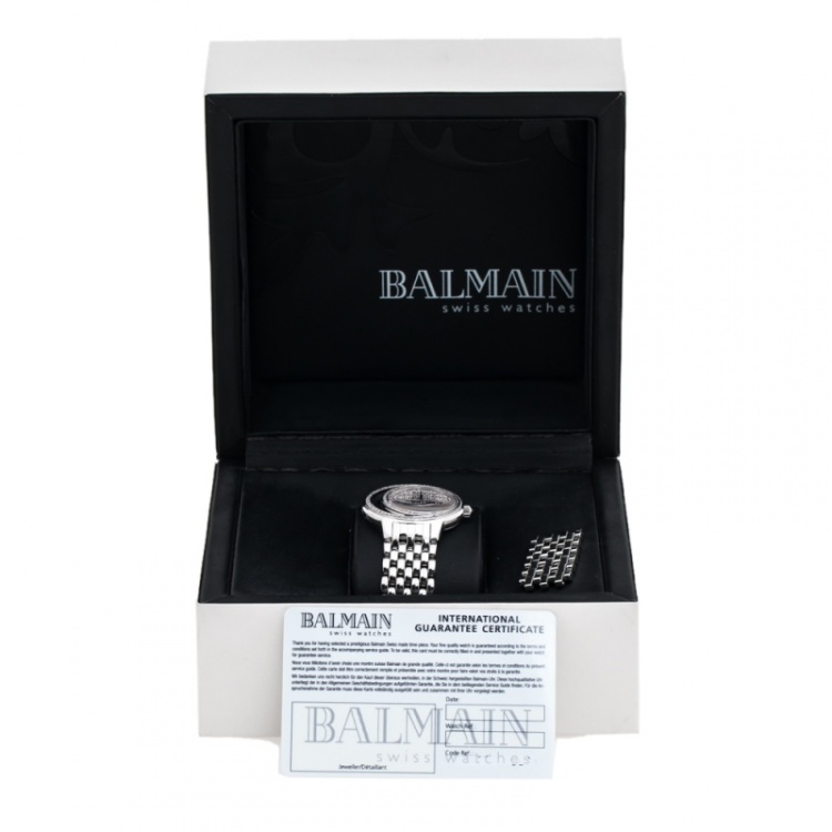 Pre Owned Balmain Diamond Pave Stainless Steel Eclipse Women's Wristwatch 34 mm