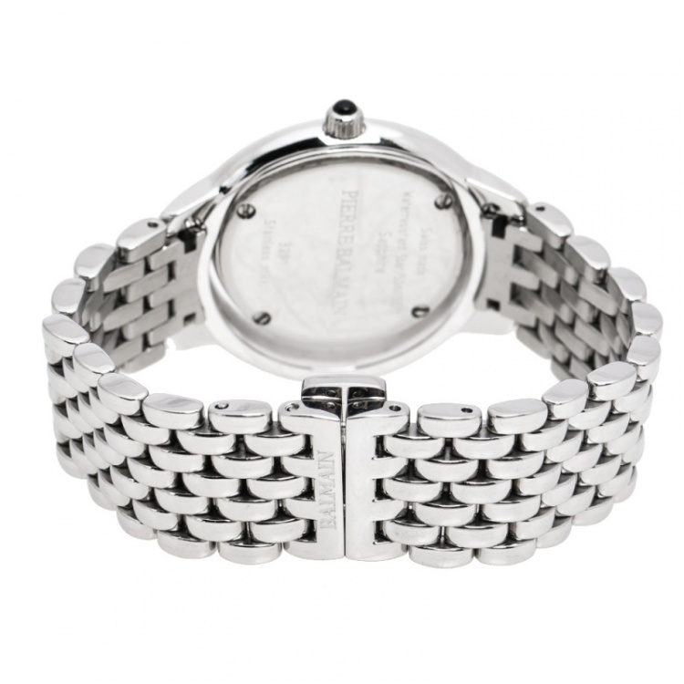 Pre Owned Balmain Diamond Pave Stainless Steel Eclipse Women's Wristwatch 34 mm