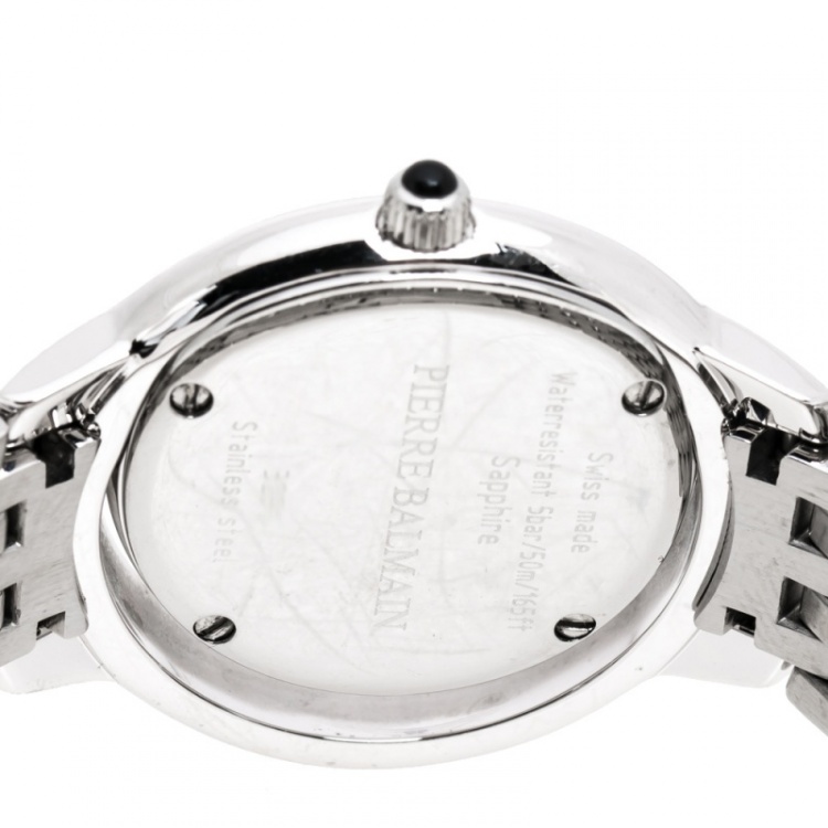 Pre Owned Balmain Diamond Pave Stainless Steel Eclipse Women's Wristwatch 34 mm