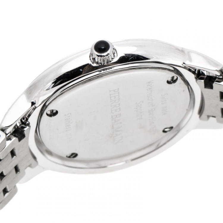 Pre Owned Balmain Diamond Pave Stainless Steel Eclipse Women's Wristwatch 34 mm