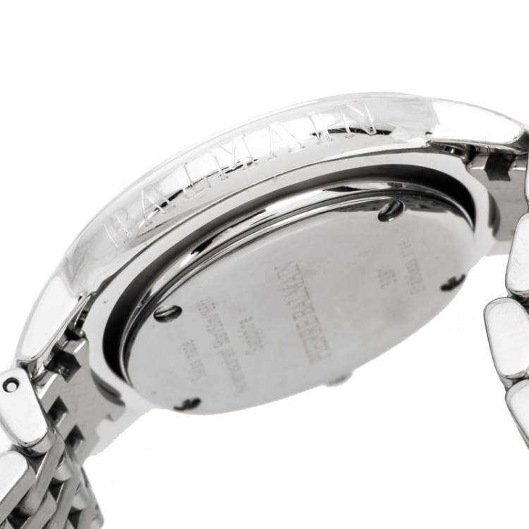 Pre Owned Balmain Diamond Pave Stainless Steel Eclipse Women's Wristwatch 34 mm