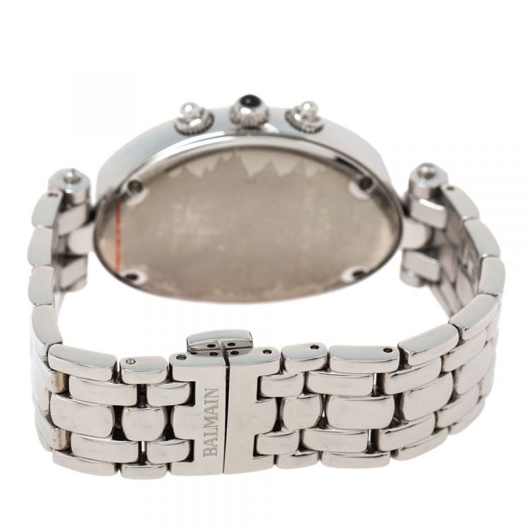 Pre Owned Balmain Mother Of Pearl Stainless Steel Diamond Ovation 5275 Women's Wristwatch 30 mm
