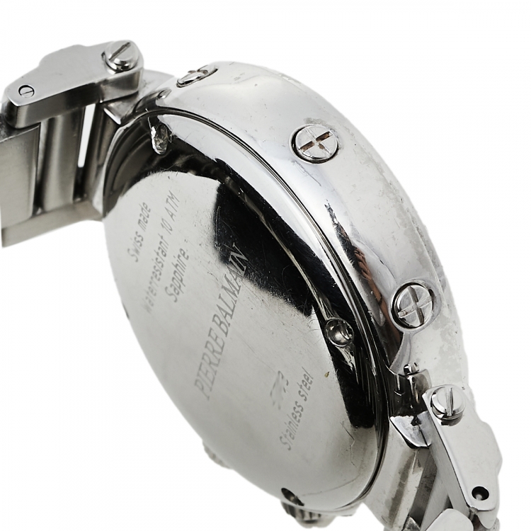 Pre Owned Balmain Mother Of Pearl Stainless Steel Diamonds B5793.33.82 Women's Wristwatch 35 mm