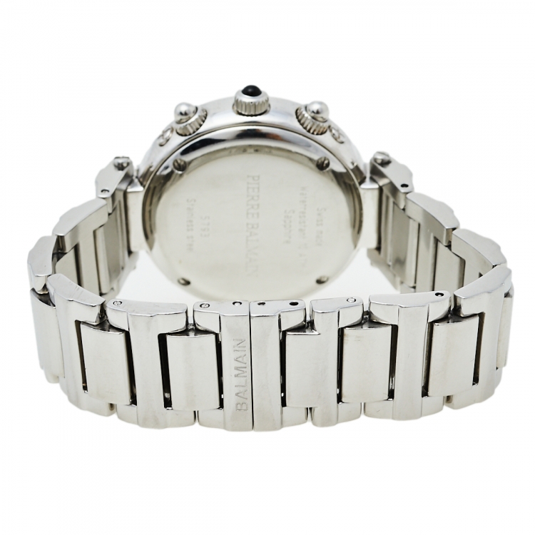 Pre Owned Balmain Mother Of Pearl Stainless Steel Diamonds B5793.33.82 Women's Wristwatch 35 mm
