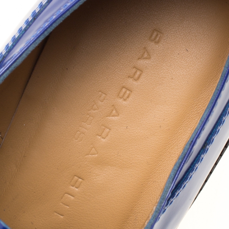 Pre Owned Barbara Bui Blue Leather Laceless Oxfords Size 37