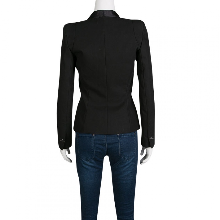 Pre Owned Barbara Bui Black Satin Trim Detail Tailored Blazer S