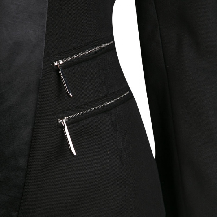 Pre Owned Barbara Bui Black Satin Trim Detail Tailored Blazer S