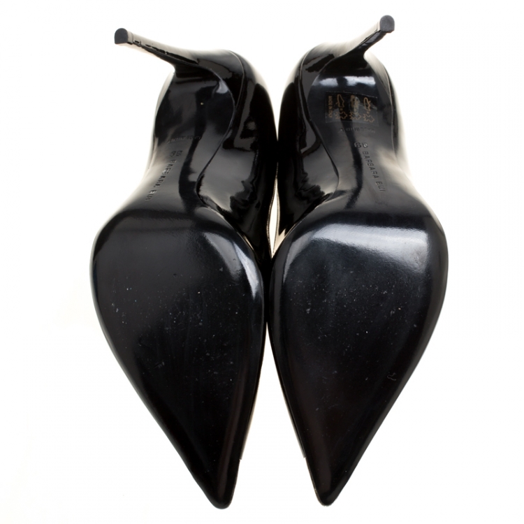 Pre Owned Barbara Bui Black Patent Leather Metal Pointed Toe Pumps Size 39