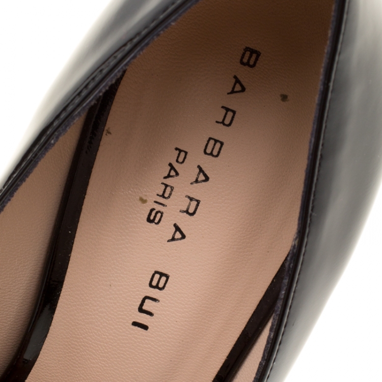 Pre Owned Barbara Bui Black Patent Leather Metal Pointed Toe Pumps Size 39