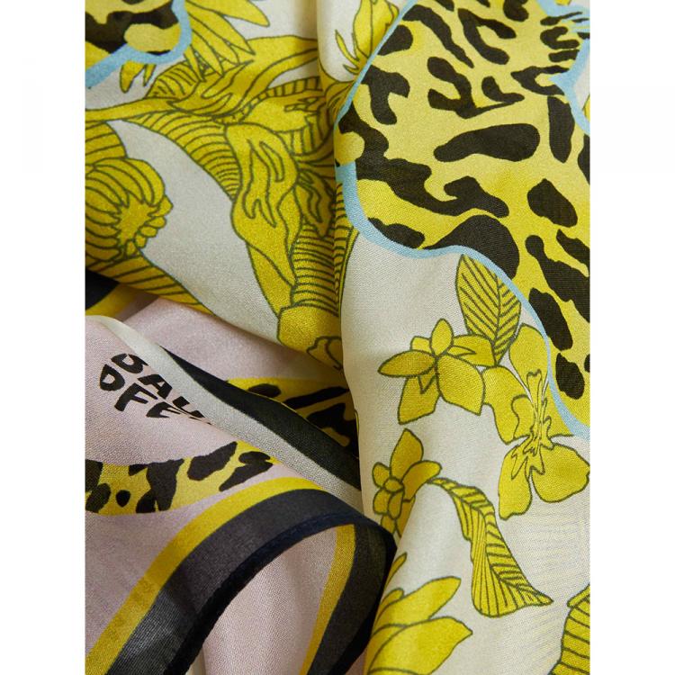 Pre Owned Baum und Pferdgarten Yellow Lexine Leopard-Print Silk Scarf One Size