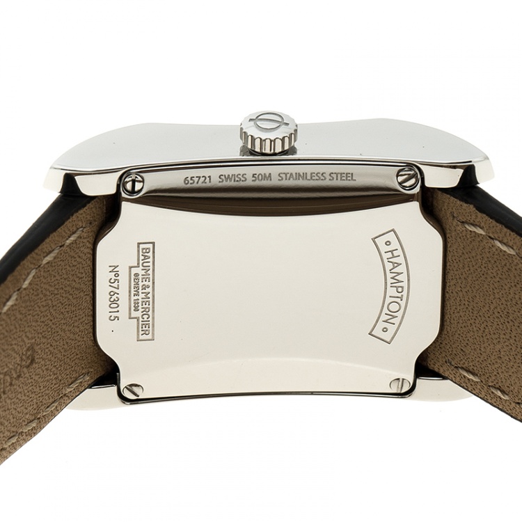Pre Owned Baume & Mercier White Stainless Steel Hampton Women's Wristwatch 22 mm
