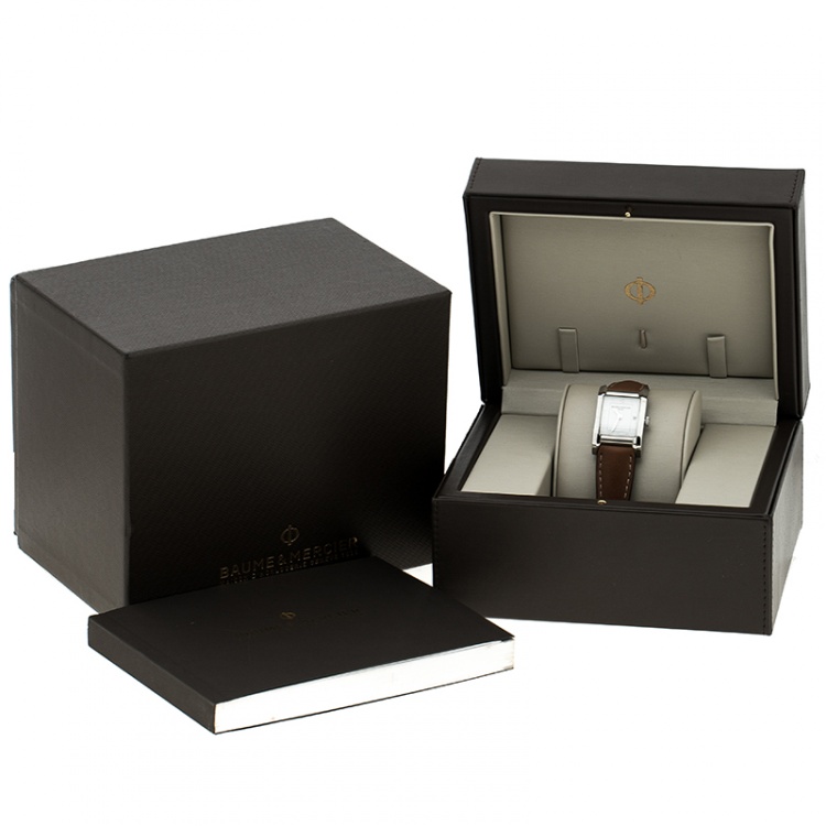 Pre Owned Baume & Mercier White Stainless Steel Hampton Women's Wristwatch 22 mm