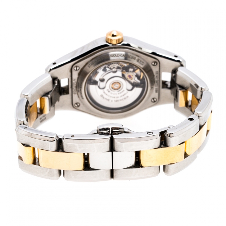 Pre Owned Baume & Mercier Mother of Pearl Two-Tone Stainless Steel Linea 10114 Women's Wristwatch 27 MM
