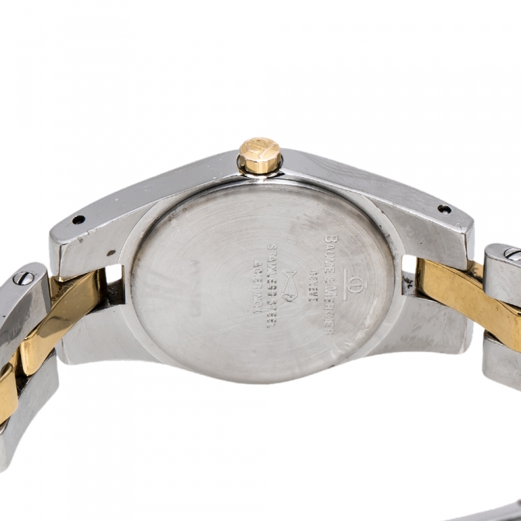 Pre Owned Baume & Mercier White Two-Tone Stainless Steel Linea MV045203 Women's Wristwatch 22 mm