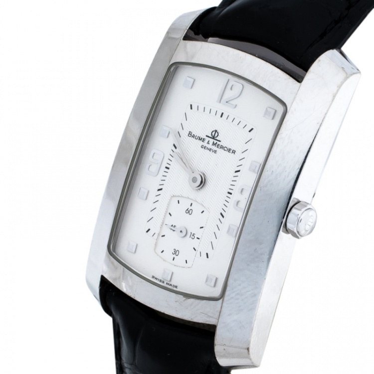 Pre Owned Baume & Mercier Stainless Steel Leather Hampton Women's Wristwatch 26 mm