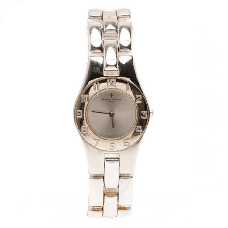 Pre Owned Baume & Mercier Silver Stainless Steel Classic Women's Wristwatch 24MM