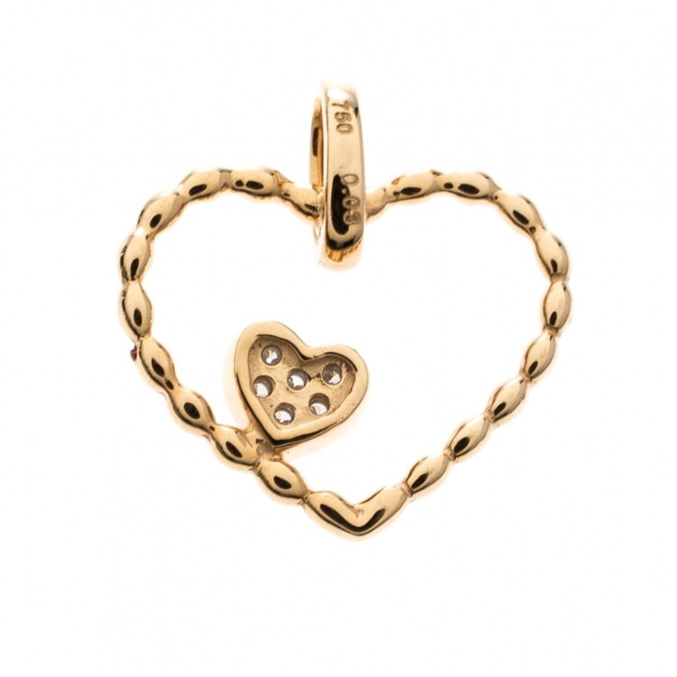 Pre Owned Bernhard H. Mayer Amore Twin Diamonds 18k Yellow Gold Pendant 