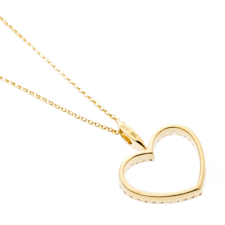Pre Owned Bernhard H. Mayer Adonia Diamond 18k Yellow Gold Heart Pendant Necklace