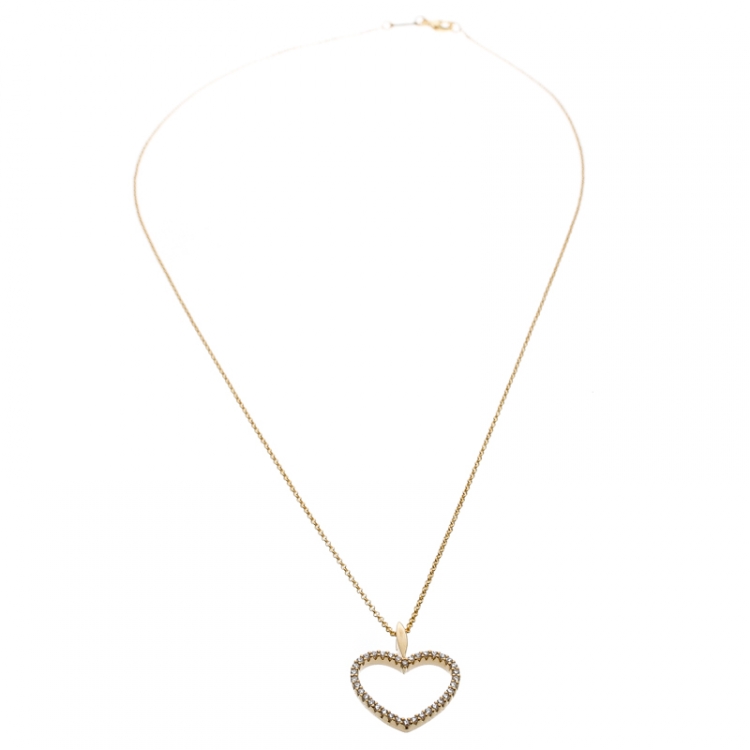 Pre Owned Bernhard H. Mayer Adonia Diamond 18k Yellow Gold Heart Pendant Necklace