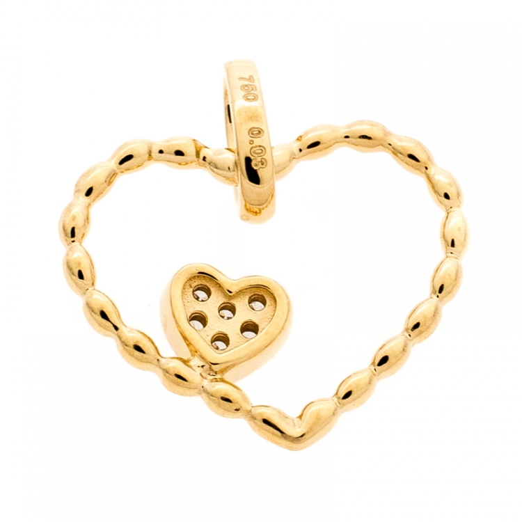 Pre Owned Bernhard H. Mayer Amore Twin Diamond 18k Yellow Gold Pendant 