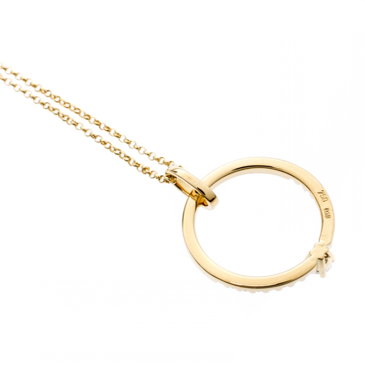 Pre Owned Bernhard H. Mayer Glimmer Diamond 18k Yellow Gold Pendant Necklace