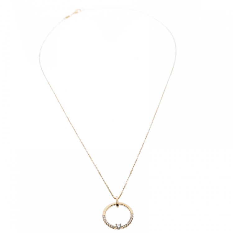 Pre Owned Bernhard H. Mayer Glimmer Diamond 18k Yellow Gold Pendant Necklace