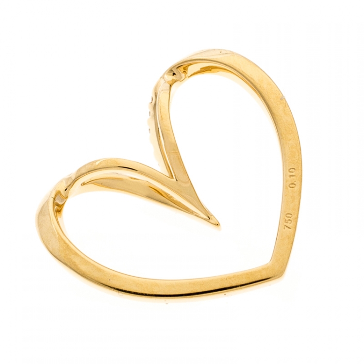 Pre Owned Bernhard H. Mayer Milena Heart Diamond 18k Yellow Gold Pendant 