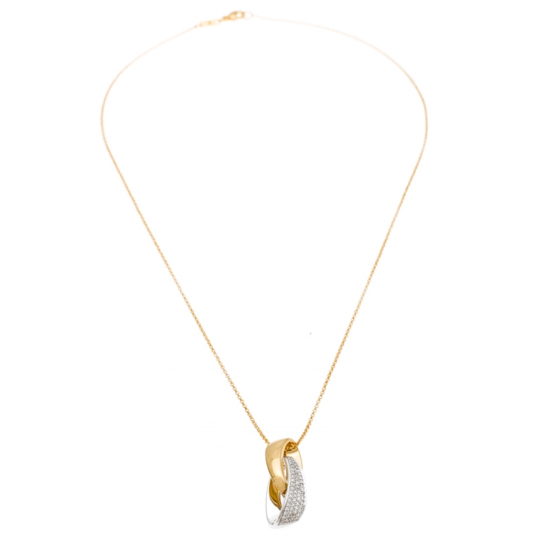 Pre Owned Bernhard H. Mayer Helix Diamond Two Tone 18k Gold Pendant Necklace