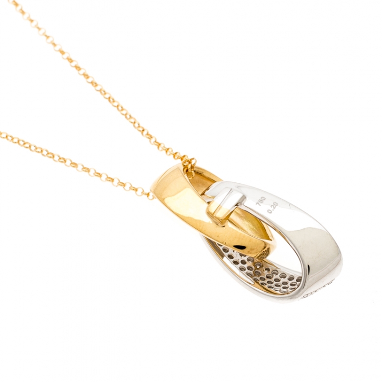 Pre Owned Bernhard H. Mayer Helix Diamond Two Tone 18k Gold Pendant Necklace