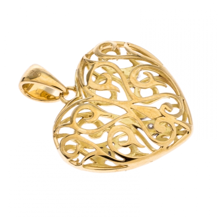 Pre Owned Bernhard H. Mayer Clara Diamond 18K Yellow Gold Heart Pendant