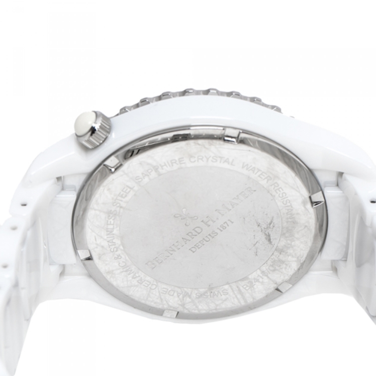 Pre Owned Bernhard H. Mayer White La Vida Ceramic Diamond B2416/CW Women's Wristwatch 38 mm