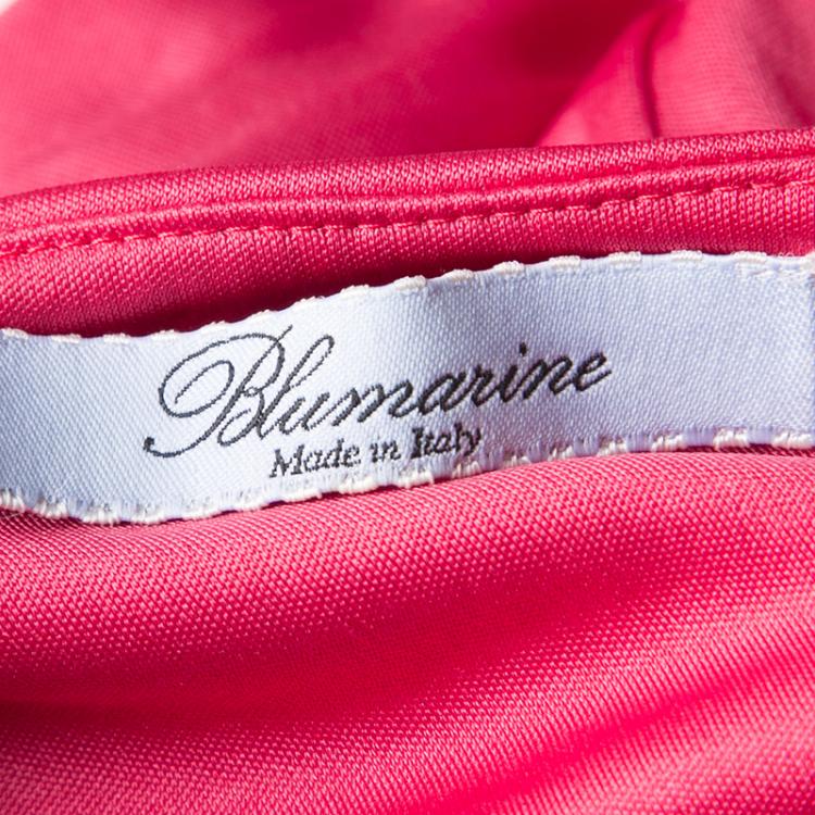 Pre Owned Blumarine Pink Knit Embellished Off Shoulder Maxi Dress M