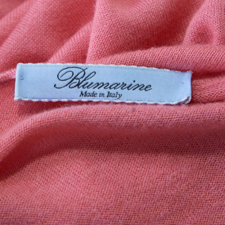 Pre Owned Blumarine Salmon Pink Cotton Silk Embellished Button Front Cardigan L