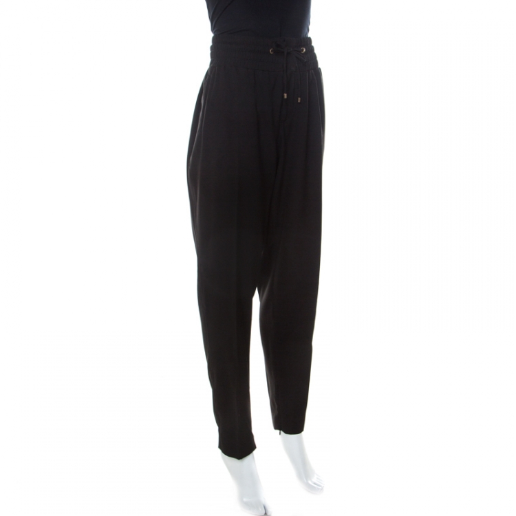 Pre Owned Blumarine Black Crepe Elasticized Waist Trousers L 