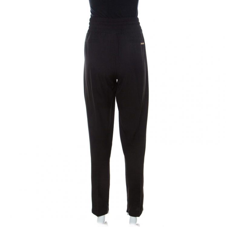 Pre Owned Blumarine Black Crepe Elasticized Waist Trousers L 