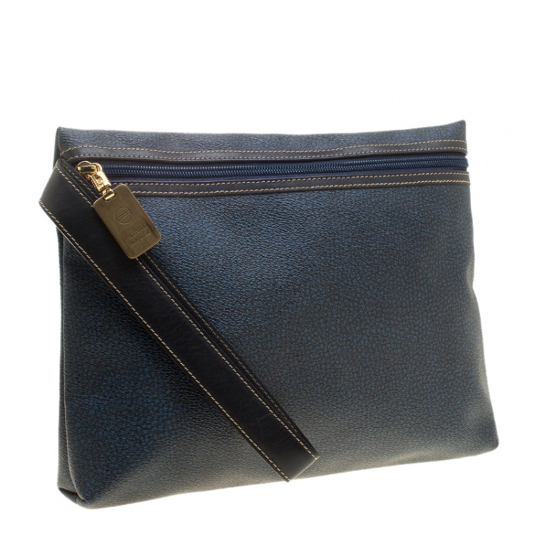 Pre Owned Borbonese Navy Blue PVC Clutch