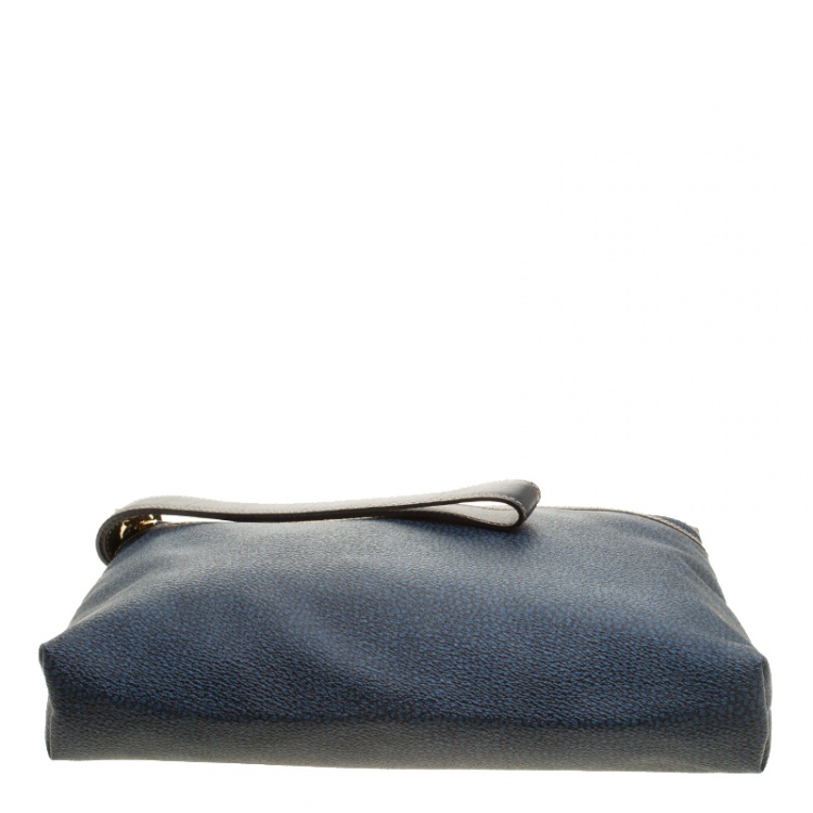 Pre Owned Borbonese Navy Blue PVC Clutch