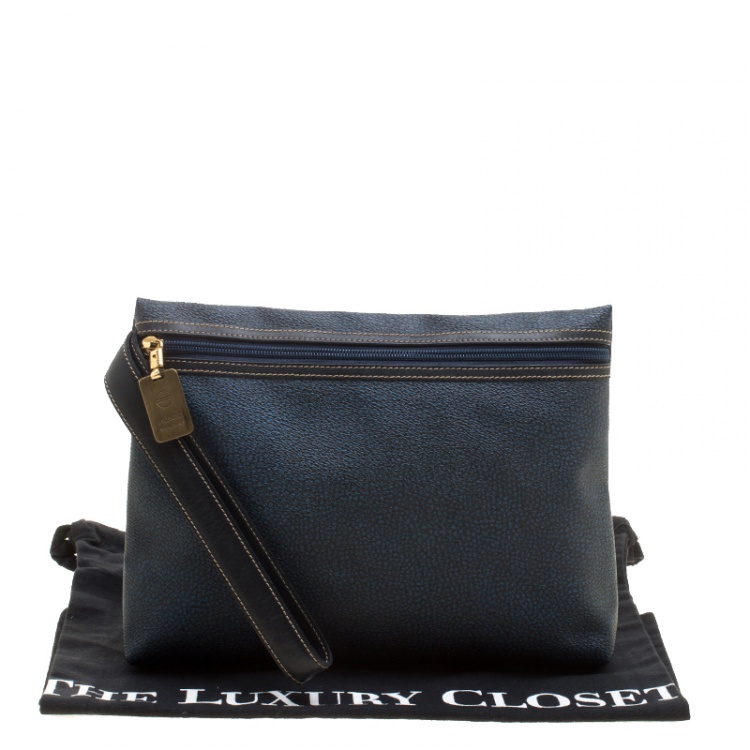 Pre Owned Borbonese Navy Blue PVC Clutch