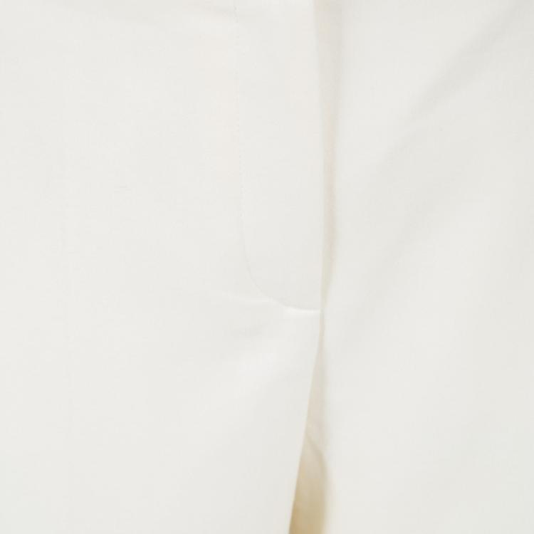 Pre Owned Boss By Hugo Boss Cream Wool Straight Fit Teganolina Trousers M