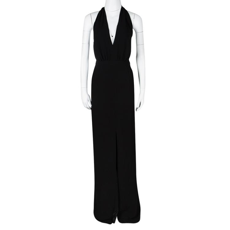 Pre Owned Boss By Hugo Boss Black V-Neck Sleeveless Diwendyn Maxi Dress M