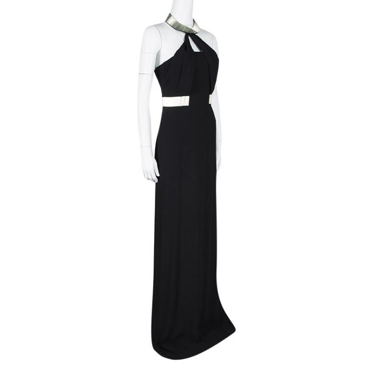 Pre Owned Boss by Hugo Boss Black Embellished Halter Neck Maxi Gown S
