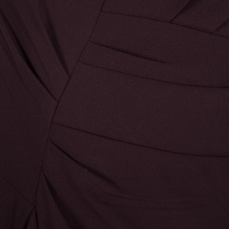 Pre Owned Boss By Hugo Boss Burgundy Draped Strapless Dilusia Maxi Dress S