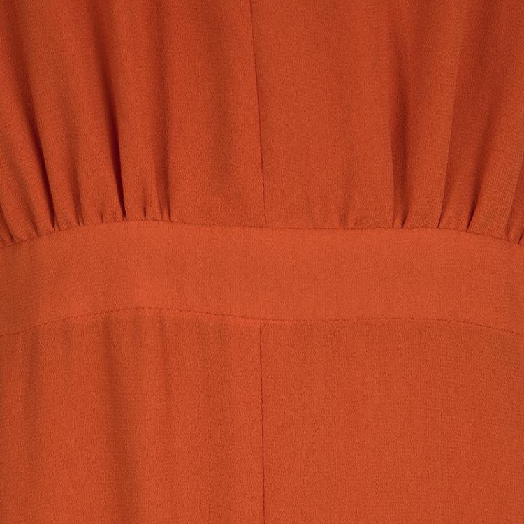 Pre Owned Boss By Hugo Boss Orange Plunge Halter Neck Diwendyn Maxi Dress M