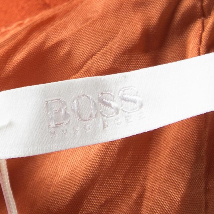 Pre Owned Boss By Hugo Boss Orange Plunge Halter Neck Diwendyn Maxi Dress M