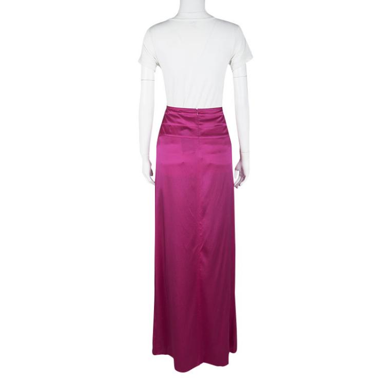 Pre Owned Boss by Hugo Boss Pink Silk Satin Varana Maxi Skirt M