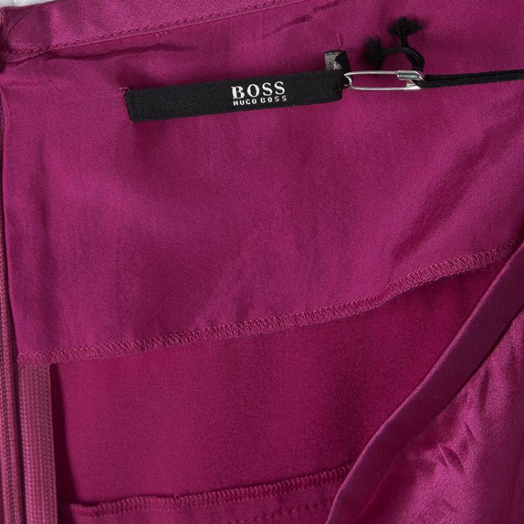Pre Owned Boss by Hugo Boss Pink Silk Satin Varana Maxi Skirt M