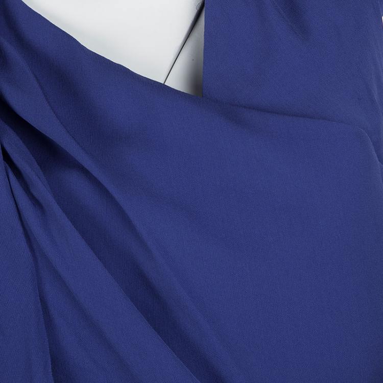 Pre Owned Boss By Hugo Boss Blue Drape Detail Maxi Drapiella Dress M